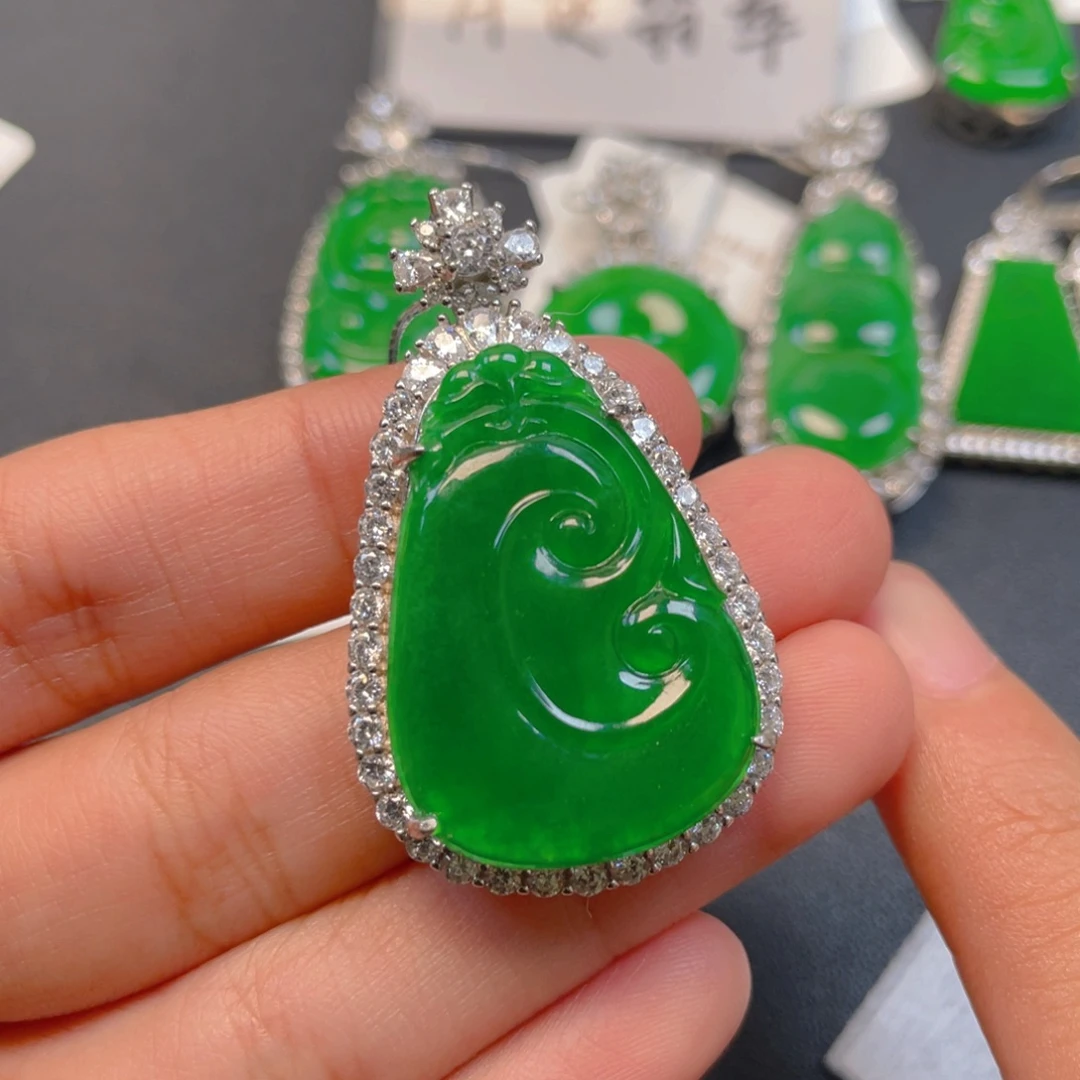 翡翠银S925镶嵌吊坠(不含链)