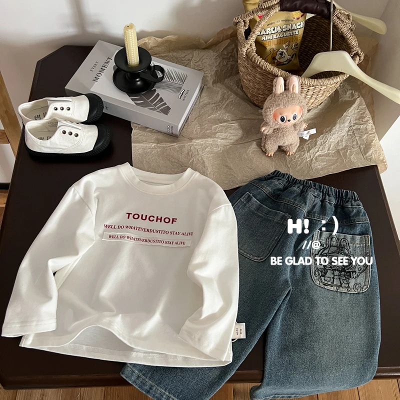 【现货】郝叔童品秋季新款2025时尚网红男童百搭高货圆领长袖HL5317