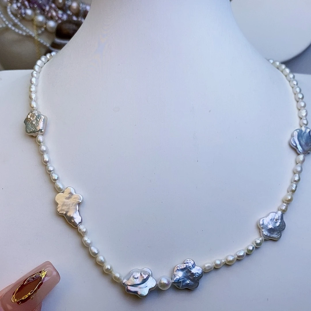 淡水珍珠颈饰银S925镶嵌