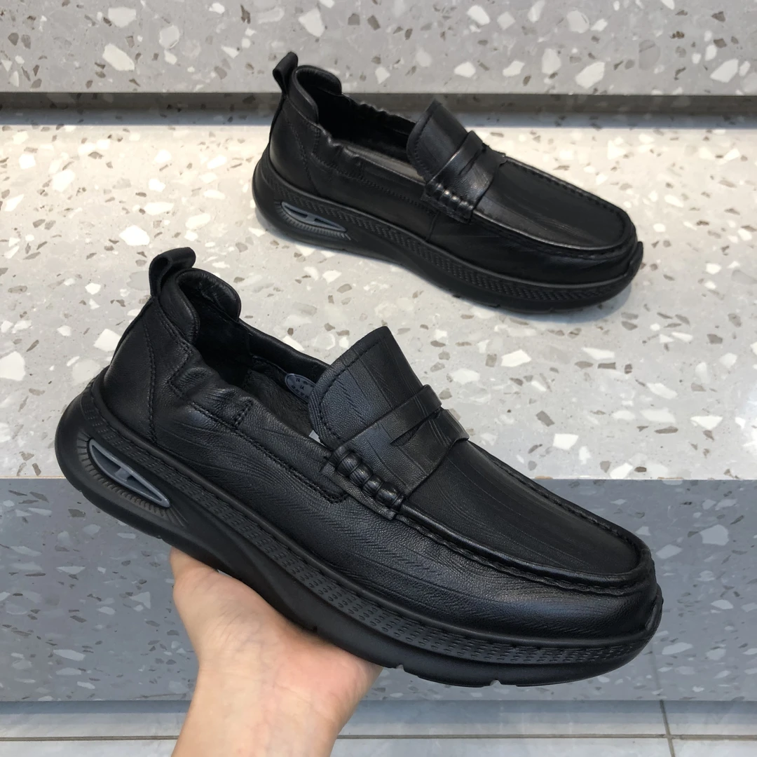 英伦风时尚一脚蹬乐福鞋真皮豆豆鞋皮鞋男士秋季透气夏季商务潮流