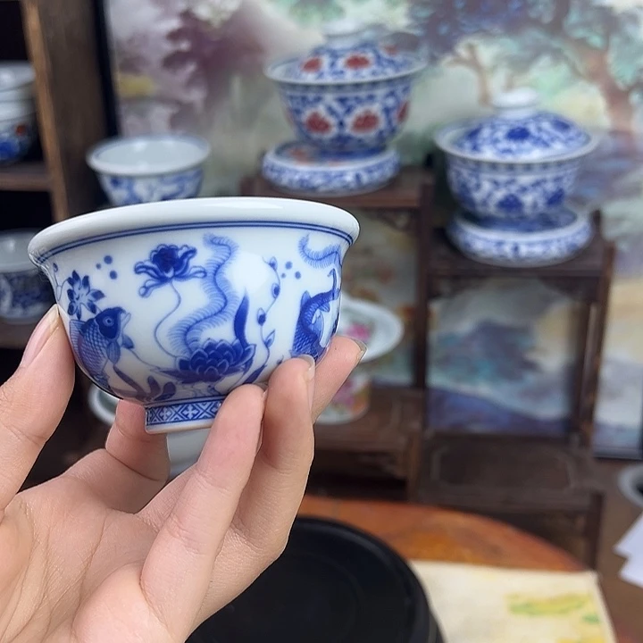 陶杯子鱼藻纹小压手