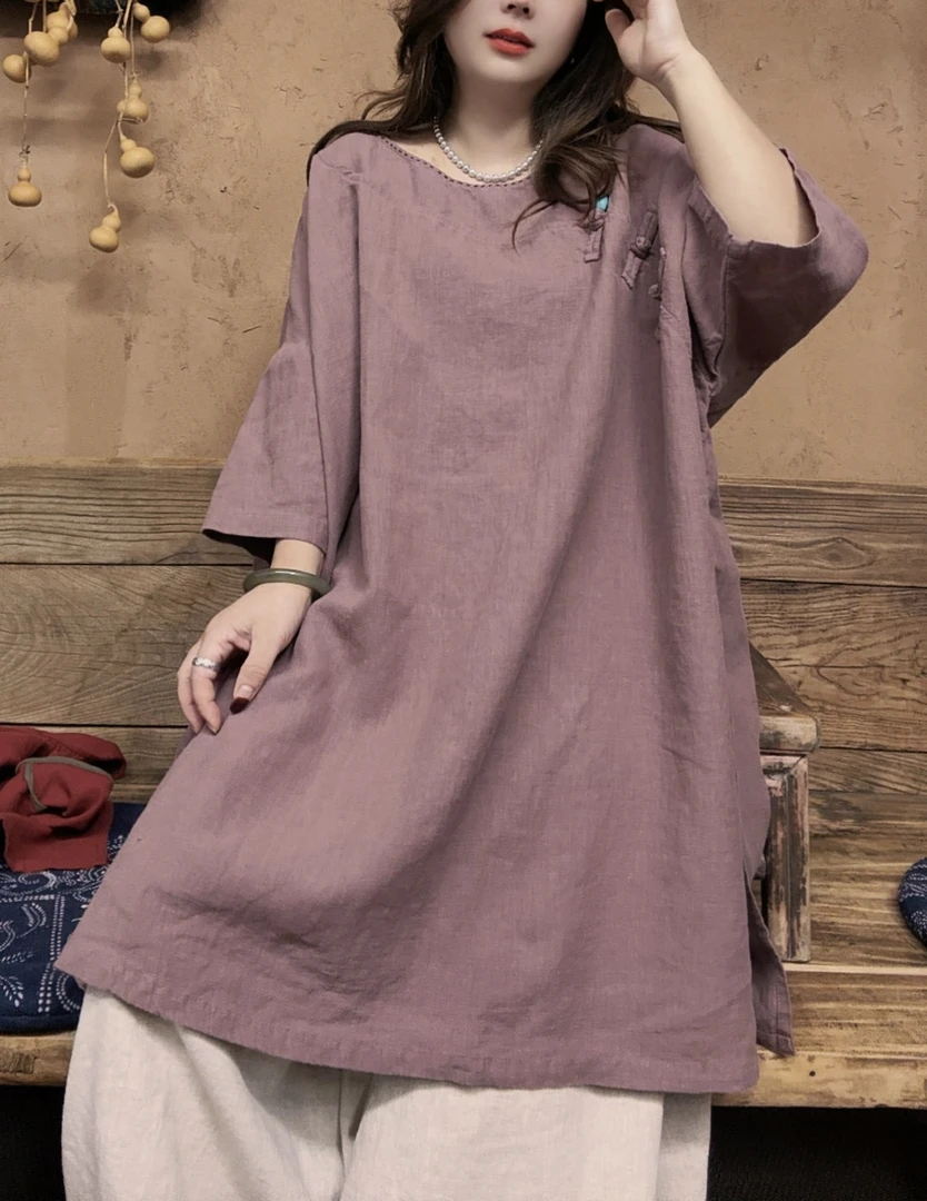 美子原创复古新中式国风印花盘扣防晒中长款女士（衣长85胸围160）