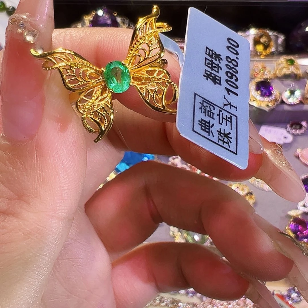 银S925镶嵌戒指祖母绿