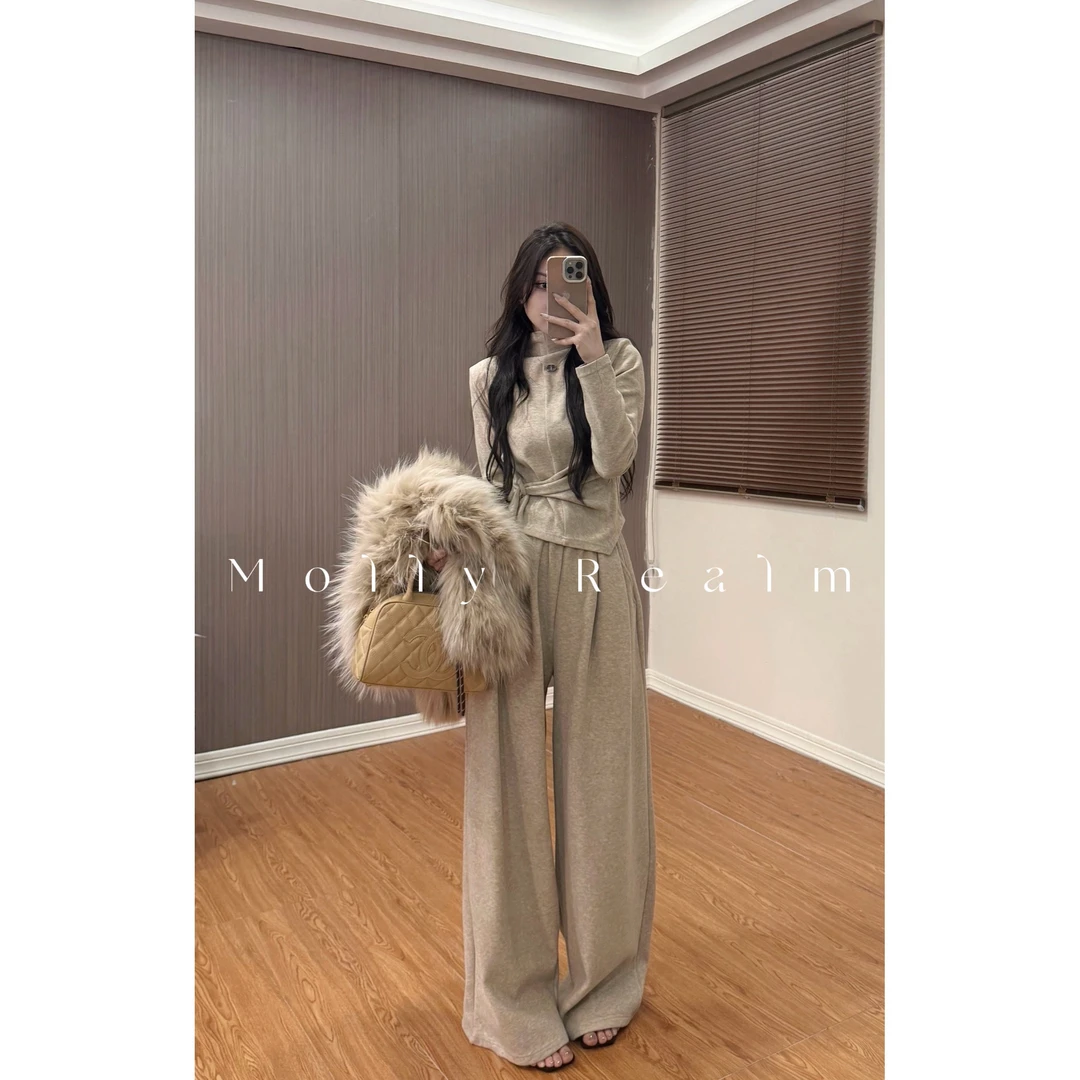 Molly定制“高冷千金”气质静奢时尚显瘦针织小香风套装MK86063