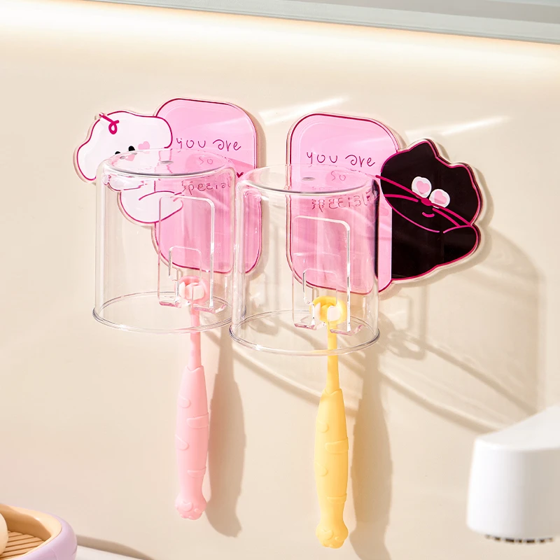 牙刷置物架壁挂式免打孔新款情侣漱口杯电动牙刷架家庭刷牙牙杯架