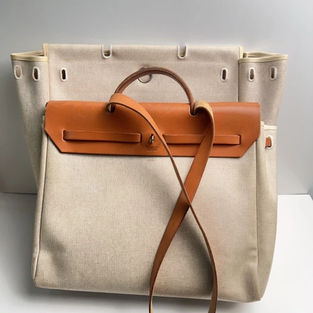95新 Hermes/爱马仕 爱马仕herbag橘色B刻斜挎包