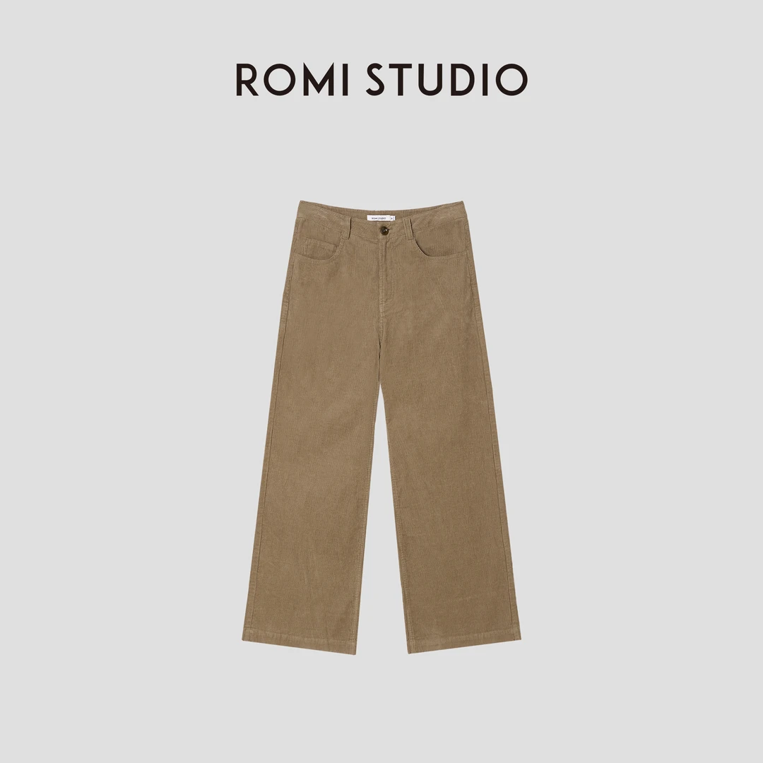 ROMI STUDIO “复古美学” 100棉轻酵洗灯芯绒直筒休闲裤 431K0012