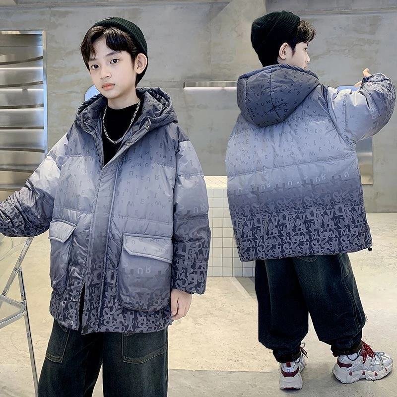 F01390男童冬季羽绒服2025年新款儿童中大童连帽保暖羽绒服外套潮