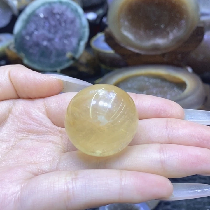 未镶嵌珠宝半成品紫晶冰州黄球