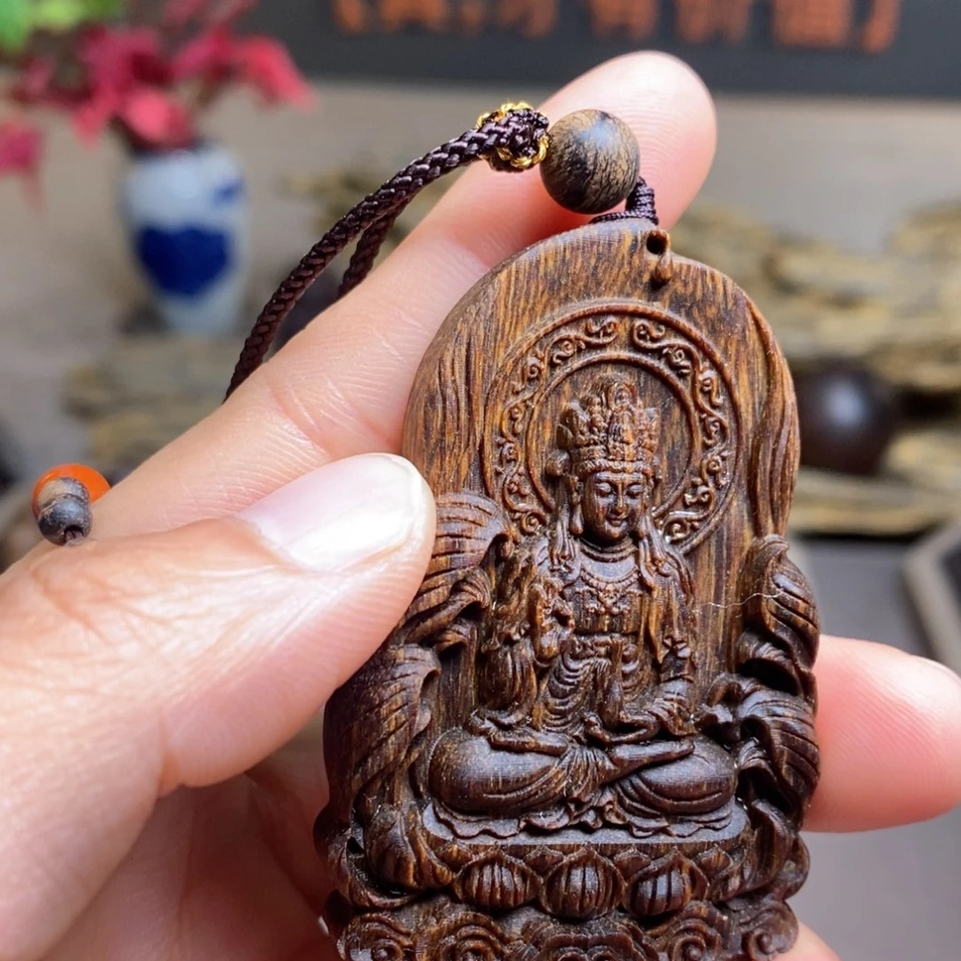 沉香木手串越南富森红土玉化吊坠