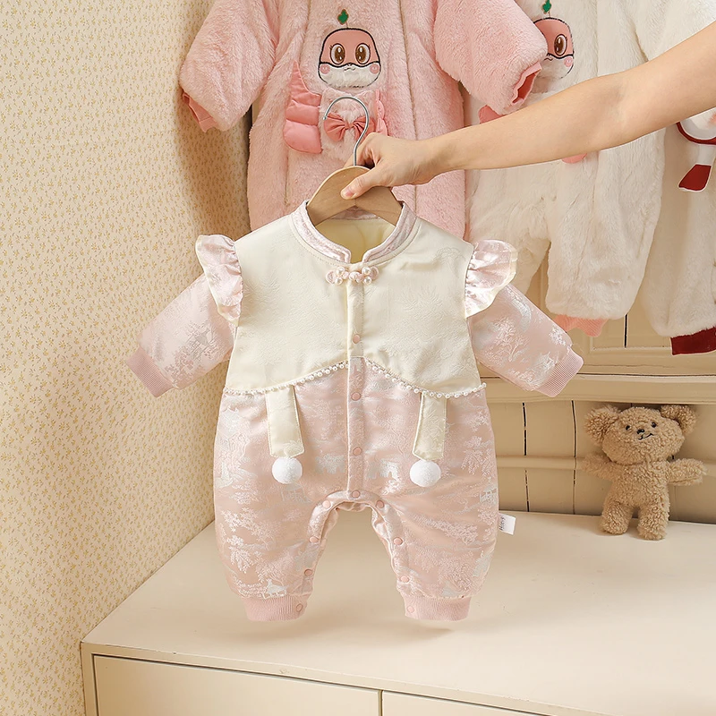 中国风秋冬女哈衣少女风保暖爬服长袖少女风民族风