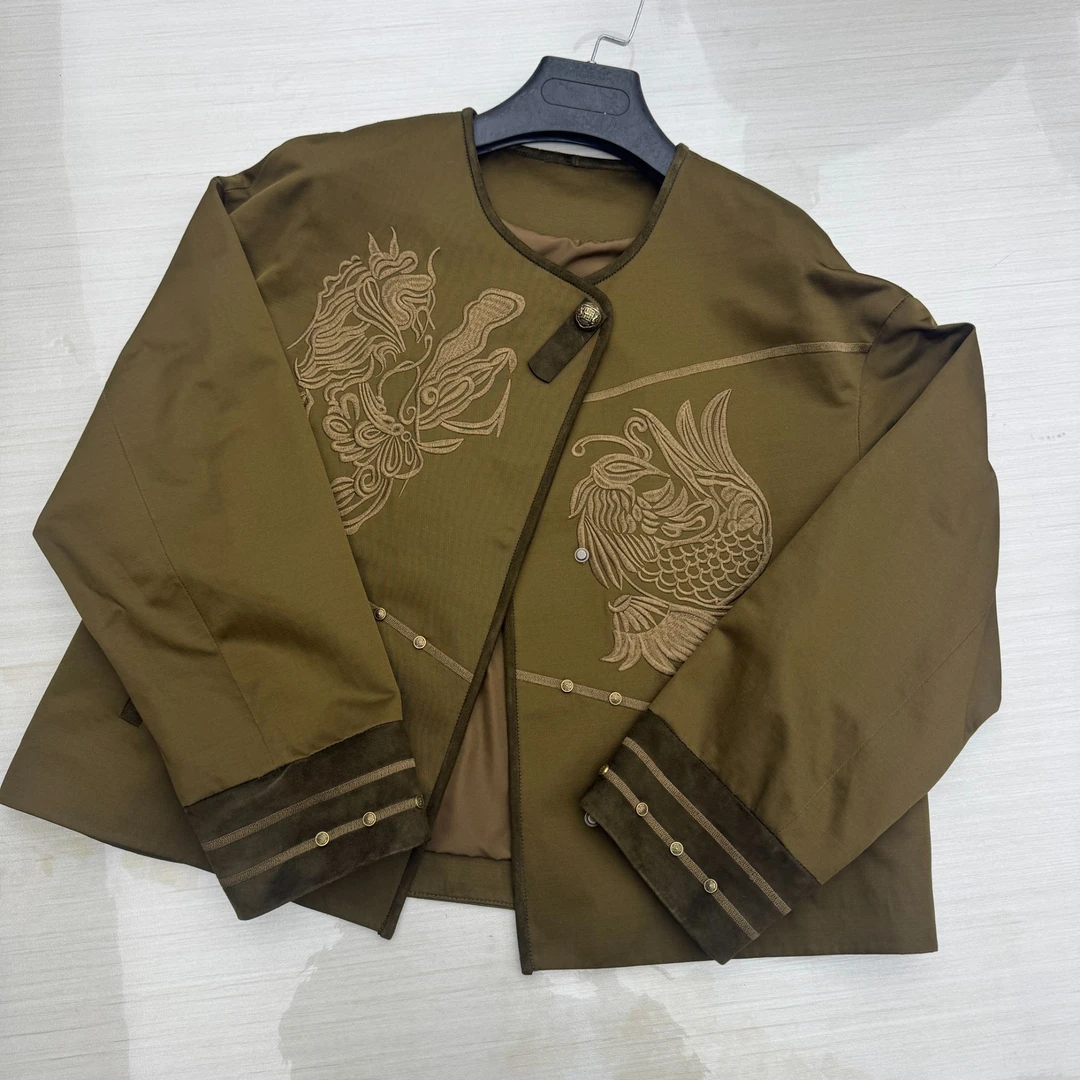 【2531】刺绣国风绵羊皮外套女士