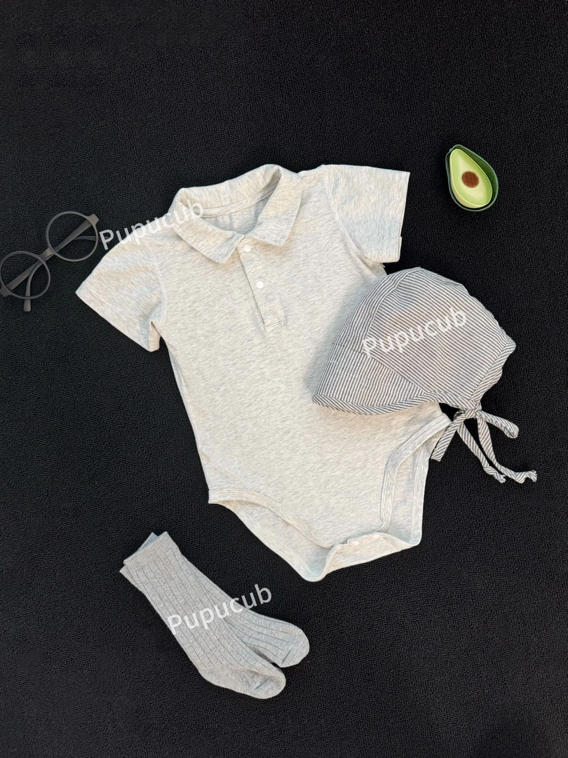 老钱风Polo包屁衣!pupucub短袖宝宝夏季衣服清爽高级精致男女宝宝