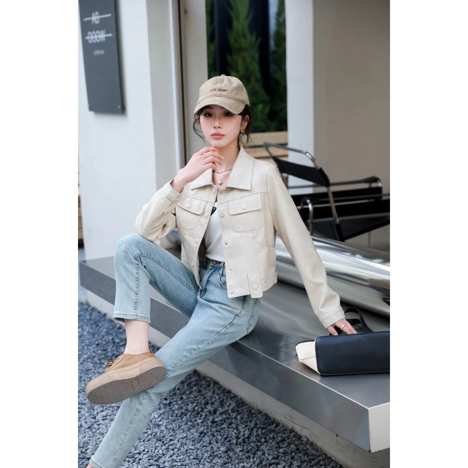 美拉德皮衣女外套2024春款新款夹克机车显瘦气质小个子百搭2309