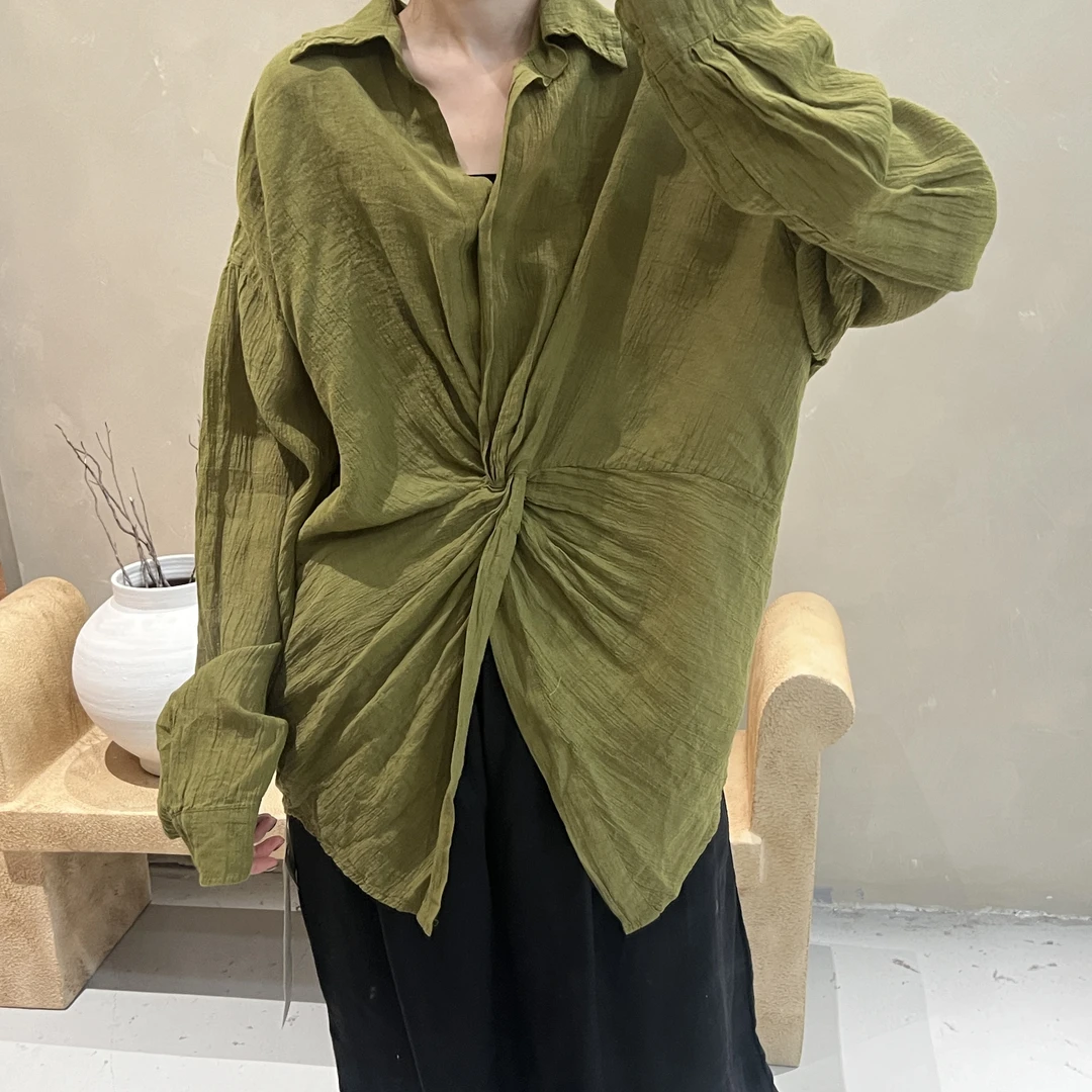 设计感！扭结植物染苎麻衬衫