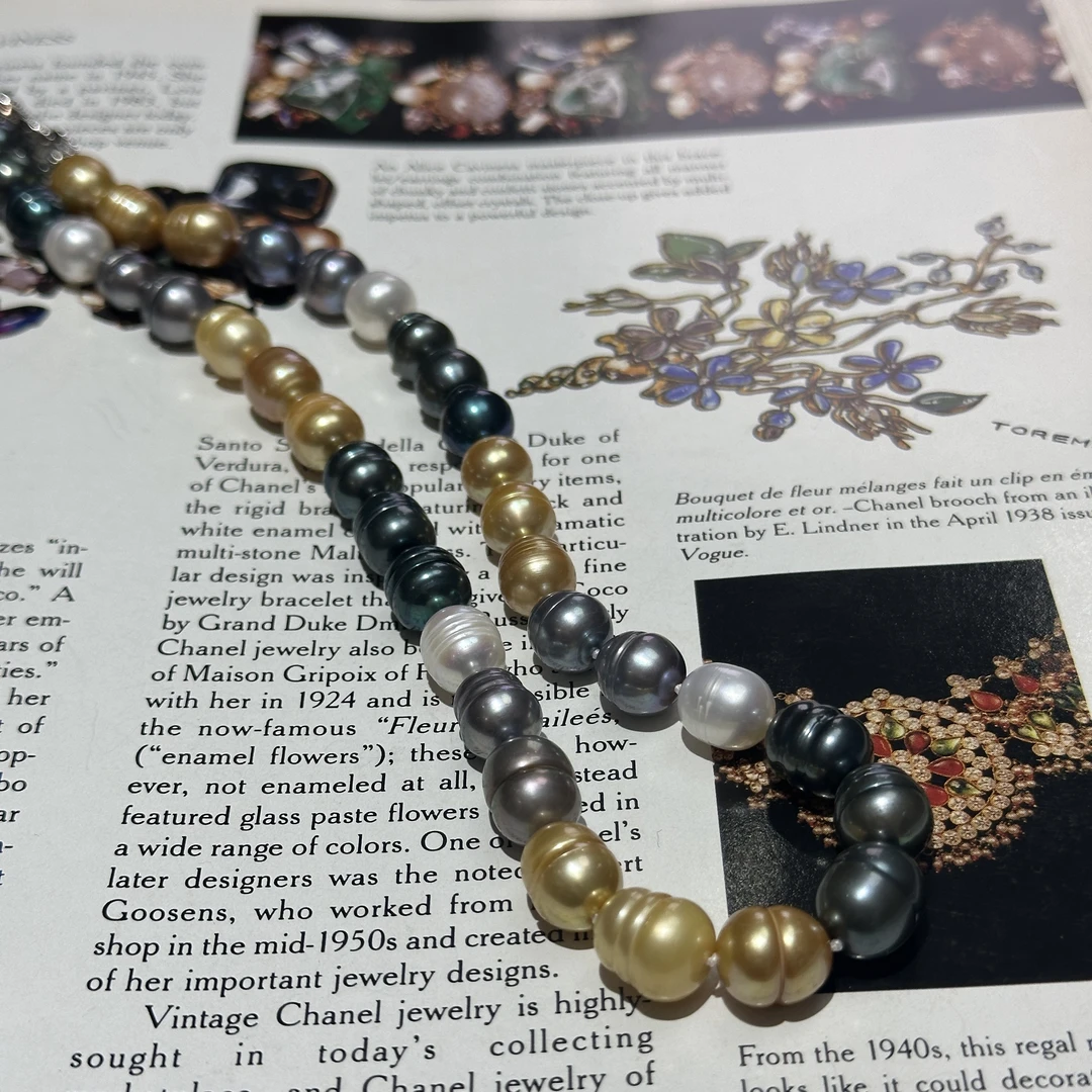 珍珠项链 日本混彩螺纹珠珠项链9-10mm ZB251217