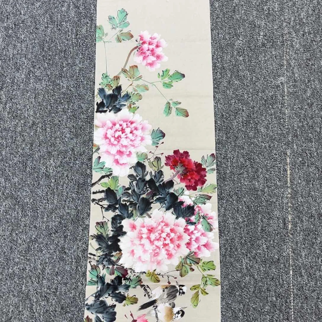 国画卖字画的小男孩