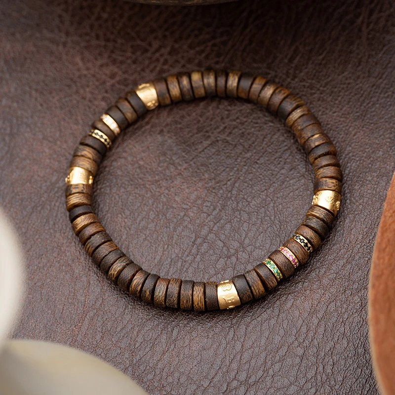 沉香莺歌绿奇楠沉香2*6mm药片珠单圈手串