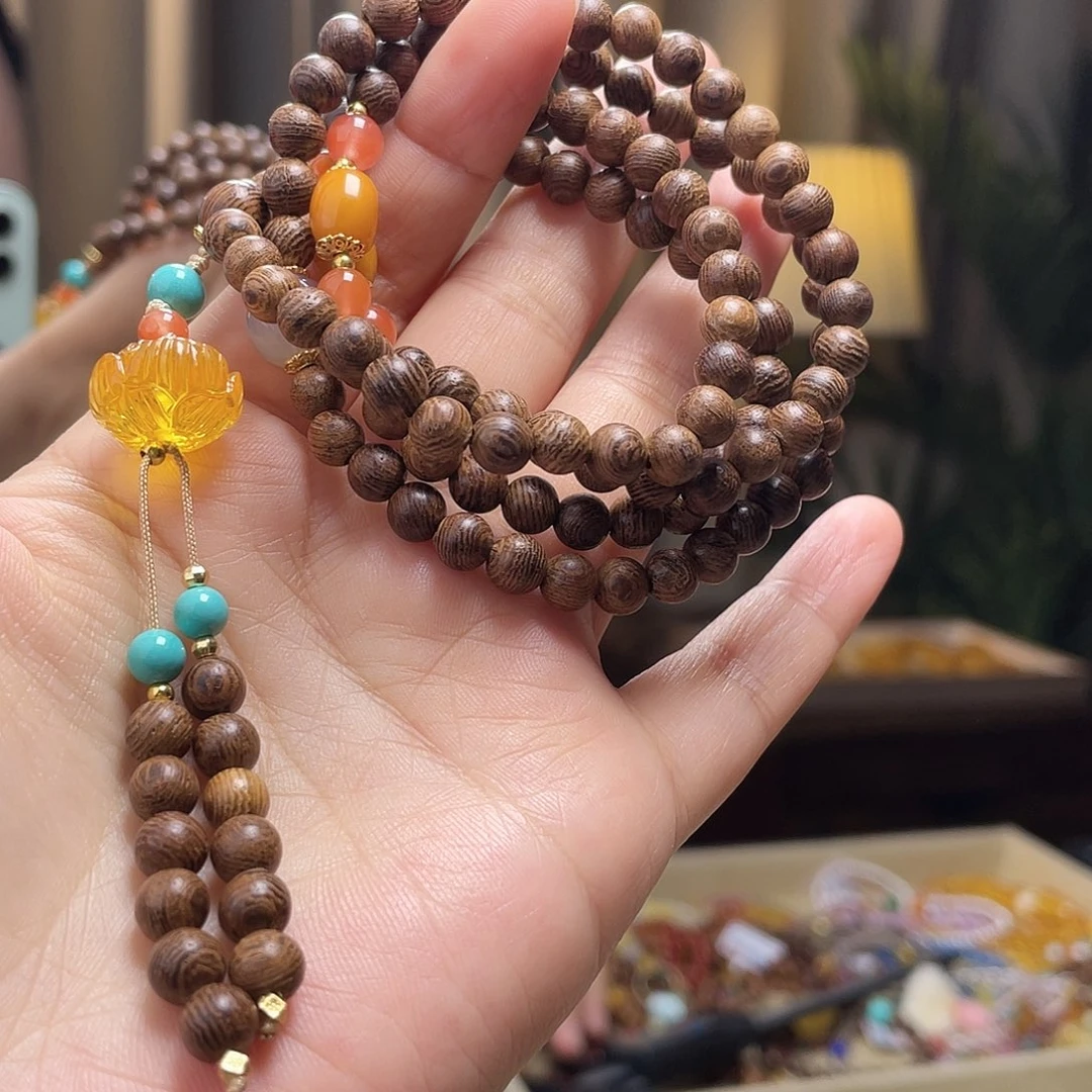 蜜蜡未镶嵌裸石项链