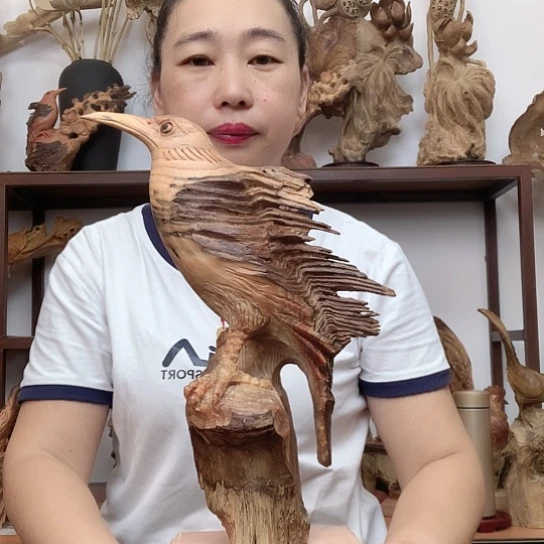 有机玻璃琥珀木小鸟摆件