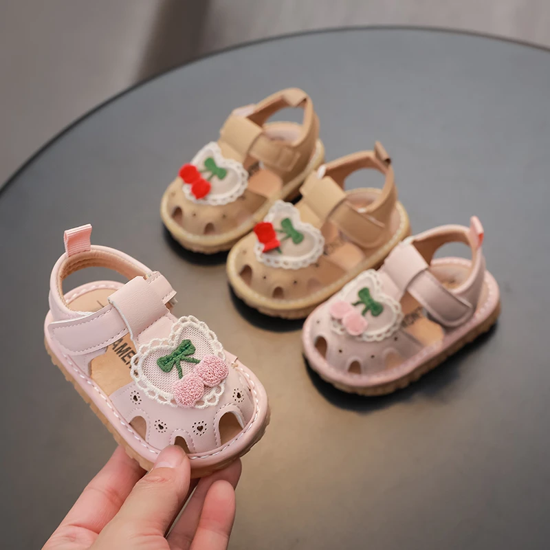 夏季女宝宝儿童凉鞋学步鞋童透气软底防踢防滑幼童小童叫叫鞋鞋子
