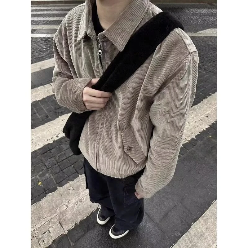 春季美式复古高级感工装夹克男女冬灯芯绒夹克外套
