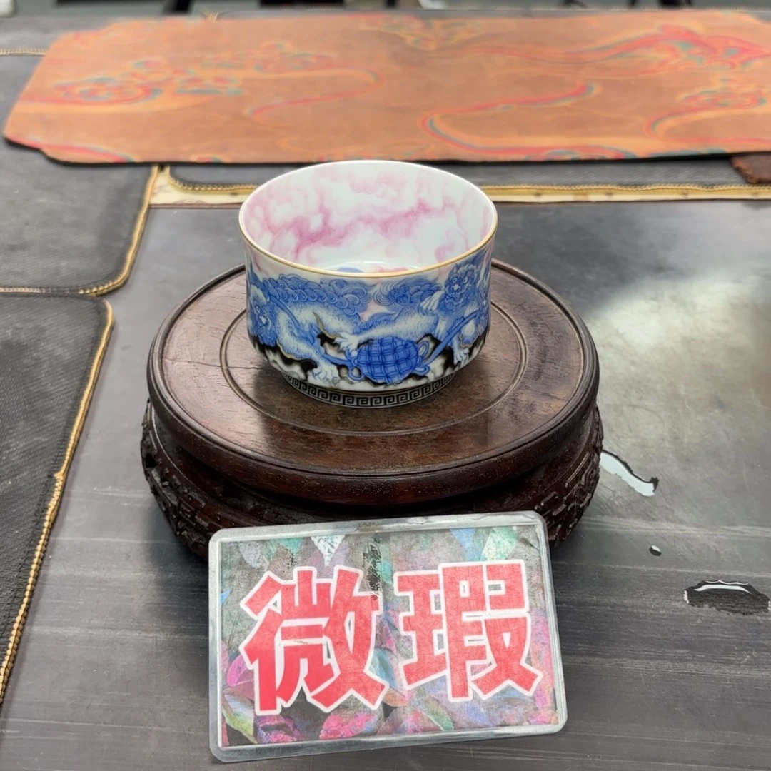 可***乐手绘五狮子边角杯子