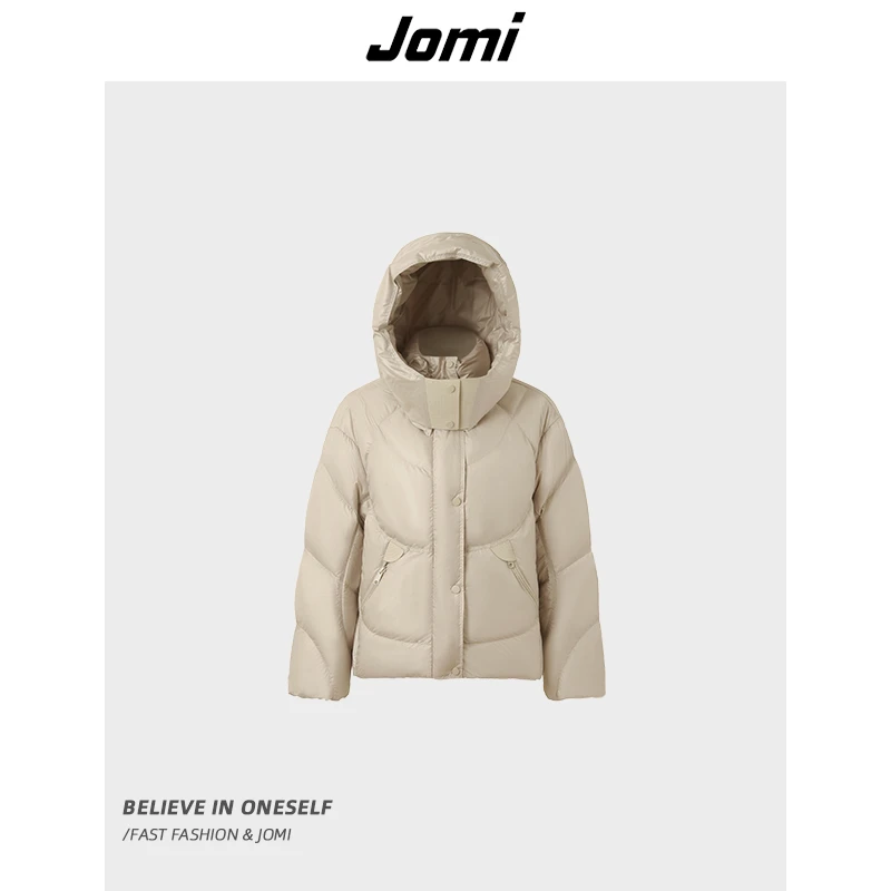 JOMI连帽羽绒服女冬保暖宽松小个子短款设计感外套