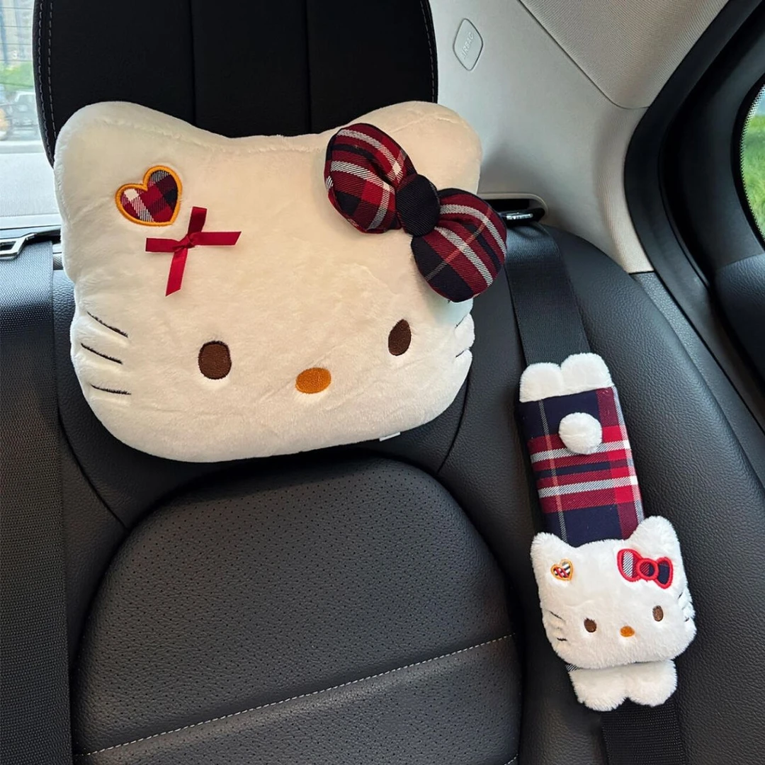 哈喽kitty汽车头枕护颈枕车用车载座椅腰靠套装车内靠垫四季通用