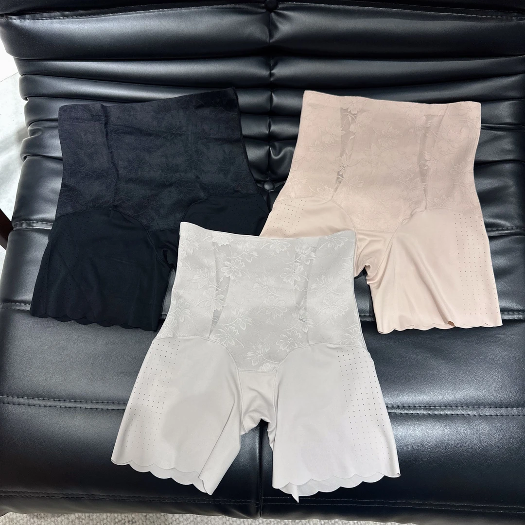 【褚培培自制】春夏新款桑蚕丝蕾丝微压收腹提臀裤女抑菌平角安全裤
