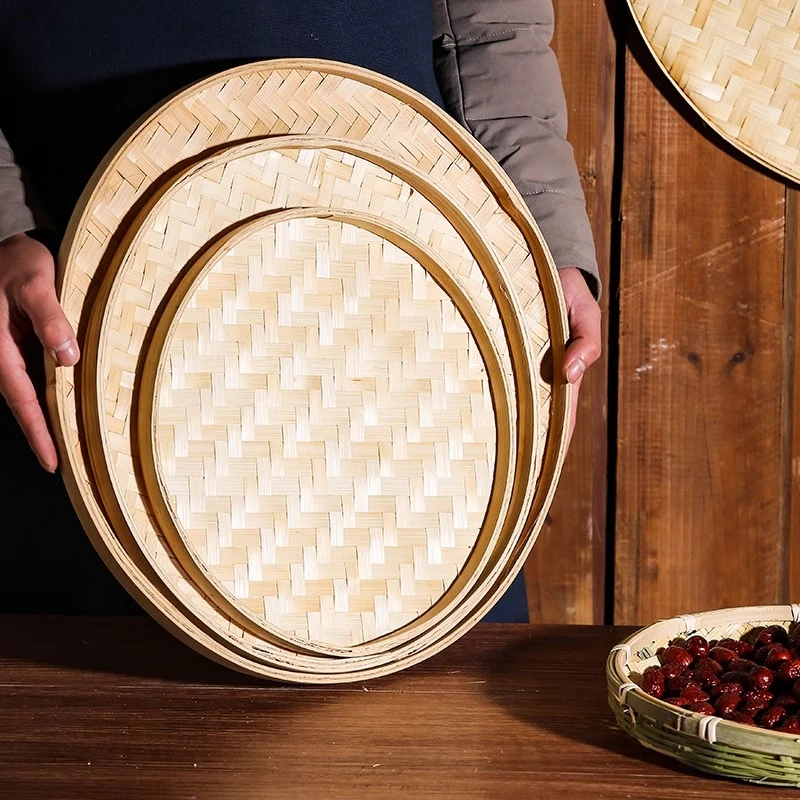 非遗竹编簸箕食品晾晒神器家用阳台晒菜晒干货专用幼儿园画画装饰