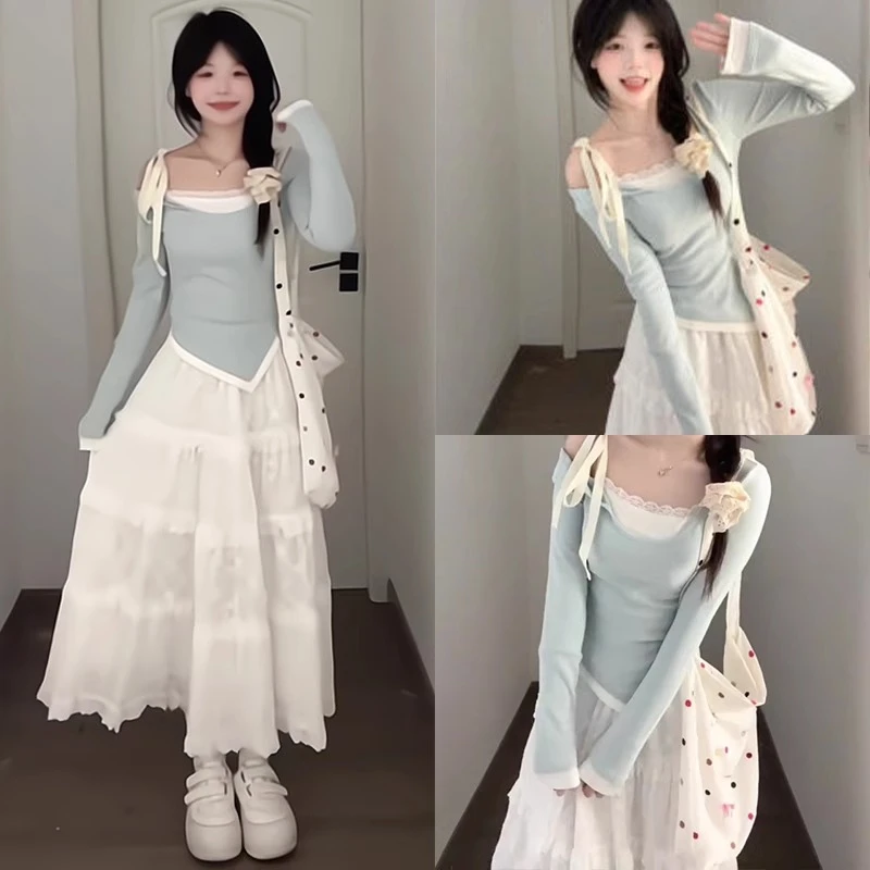 白色蛋糕裙女夏季2025新款高腰中长款a字花边半身裙欲蕾丝蓬蓬裙