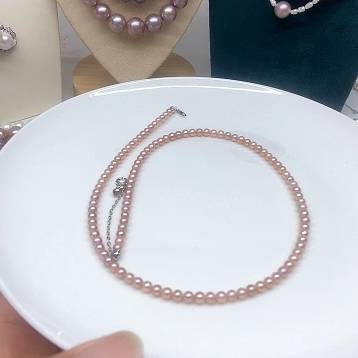 淡水珍珠合金项链4mm