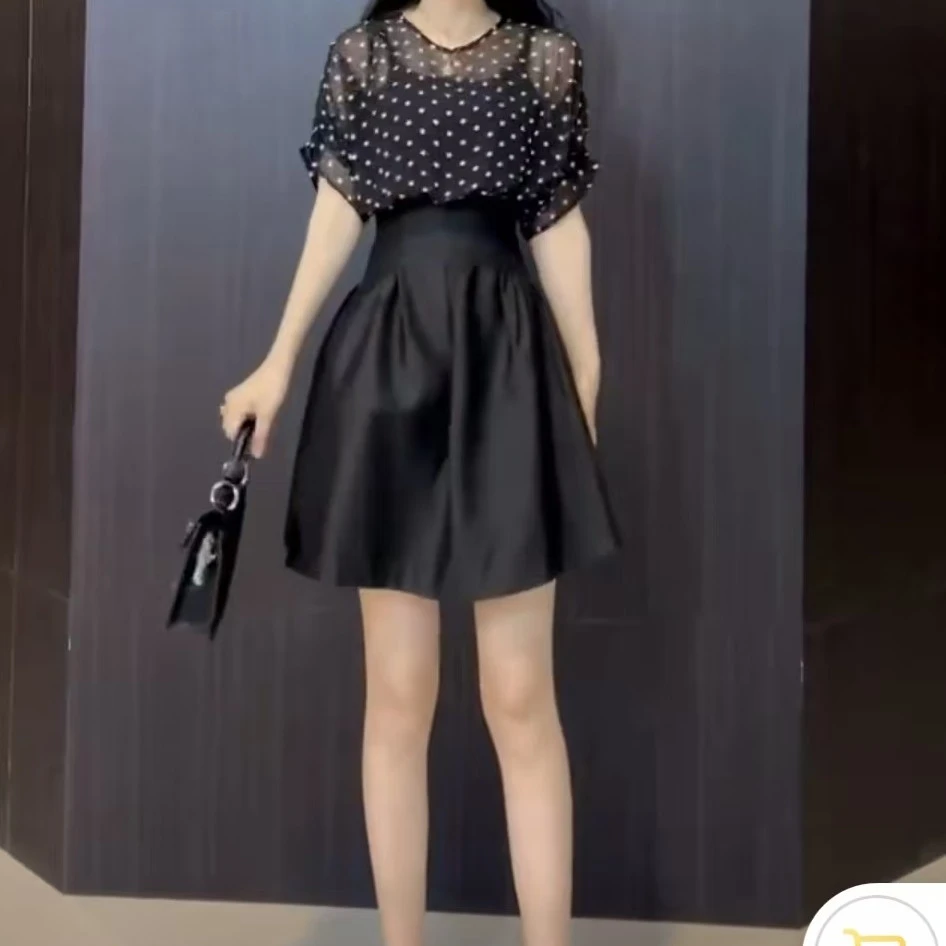 新款时尚气质洋气百搭波点上衣高腰半身裙潮流女装2