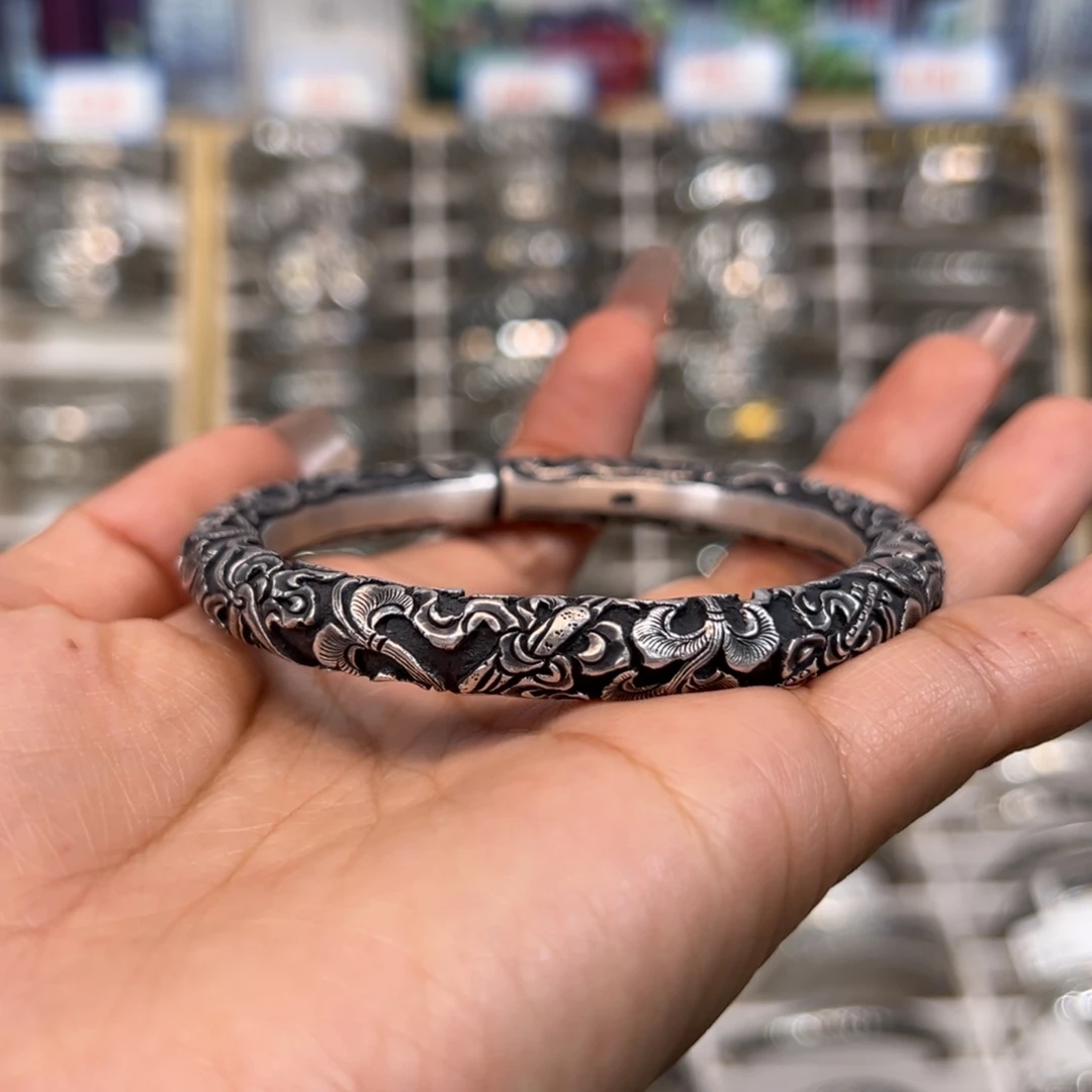 足银暗八仙实心圆条