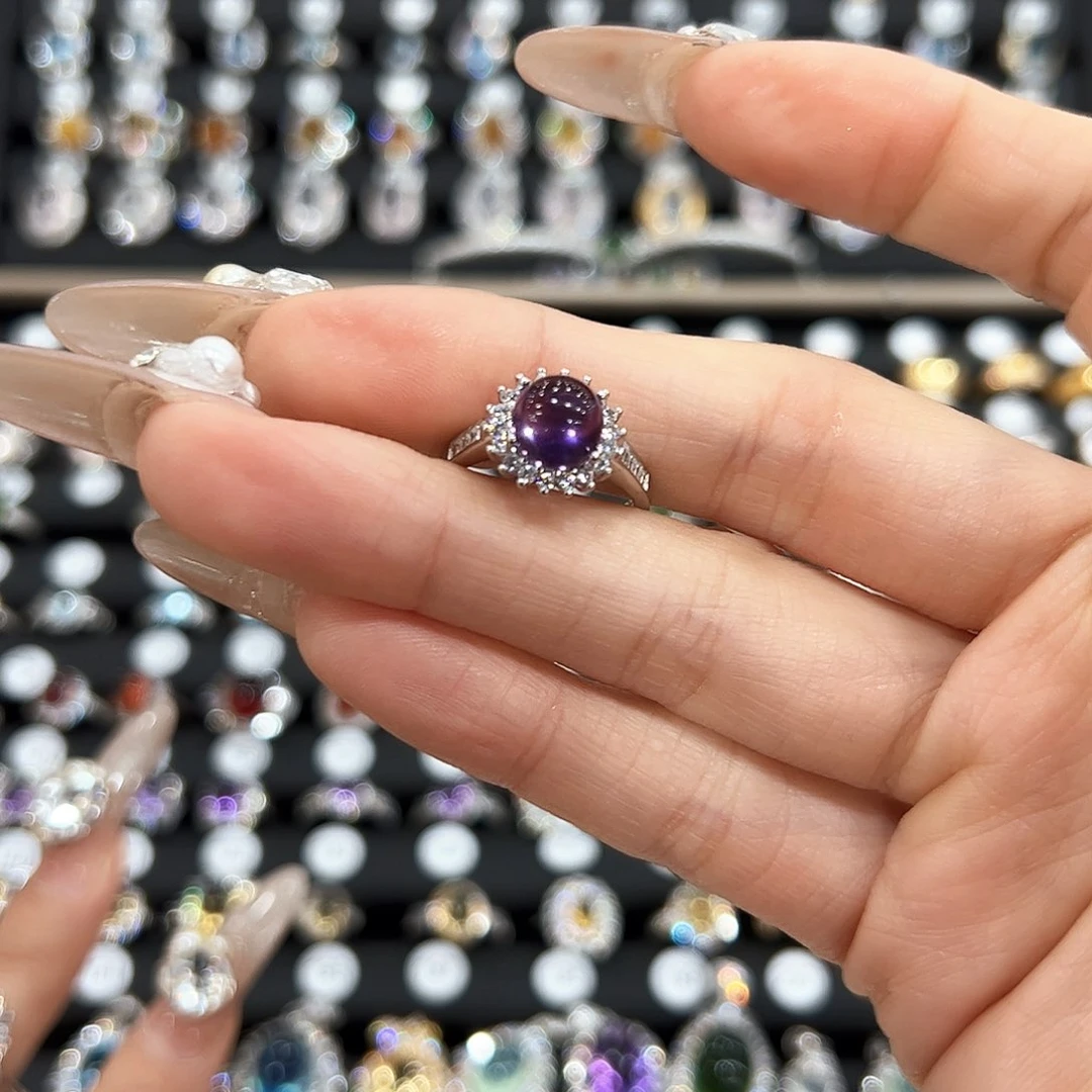 紫晶戒指银S925镶嵌潇**语