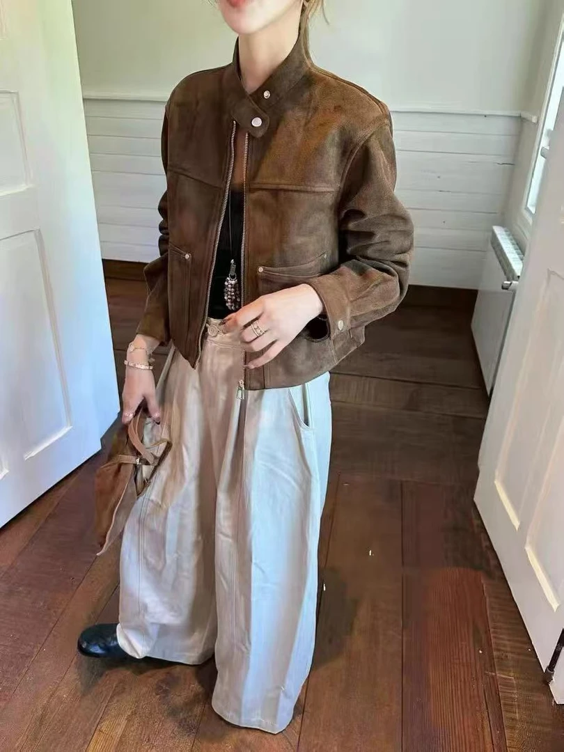 8033短款女短外套秋季简约女外套经典咖色（衣长55cm 左右）