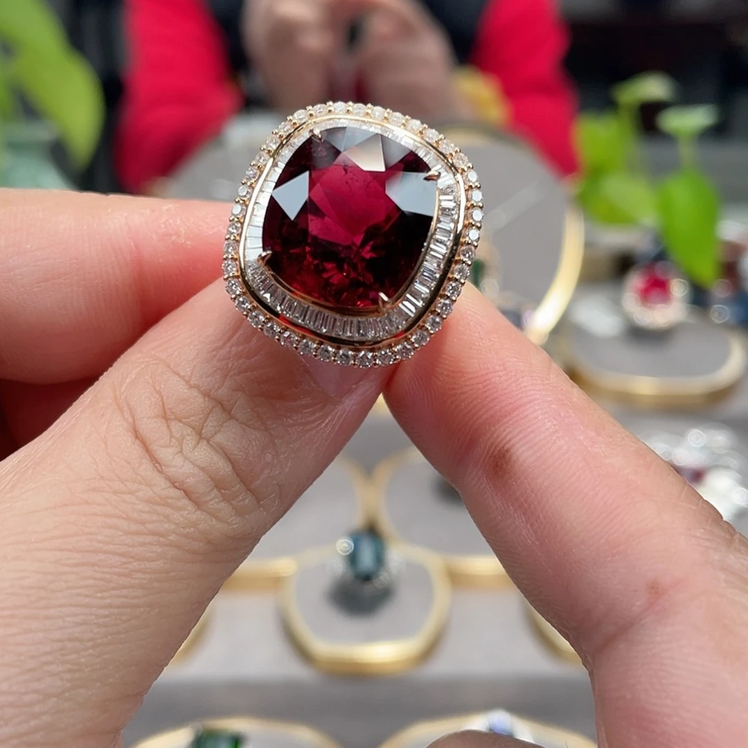 碧玺戒指18K金镶嵌14.1ct