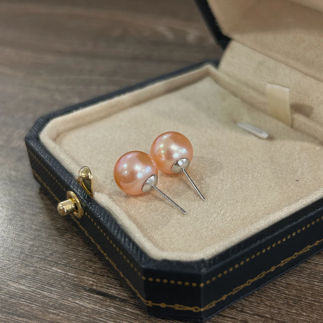 【罗伊伊甄选】淡水珍珠稀有色耳钉 10-11mm S925银 SD020