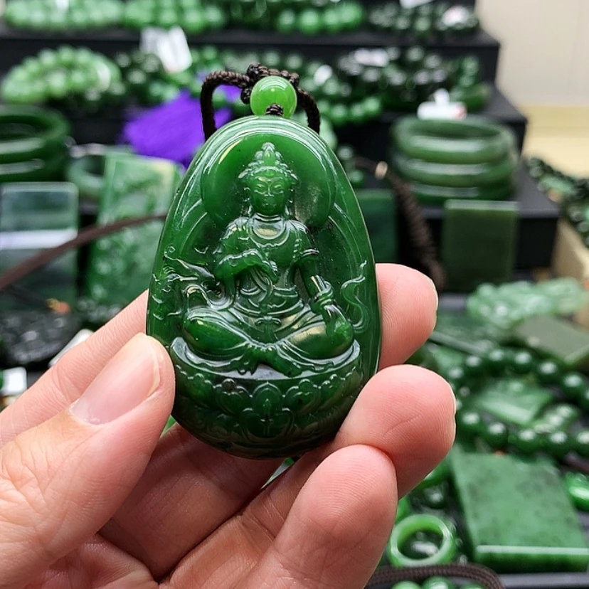 【闪购商品】和田玉（碧玉）吊坠(赠链)未镶嵌三**竖