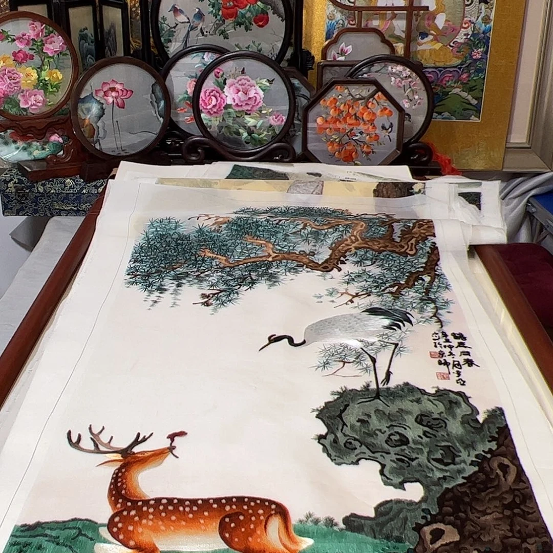 青****刺绣纯手工刺绣画