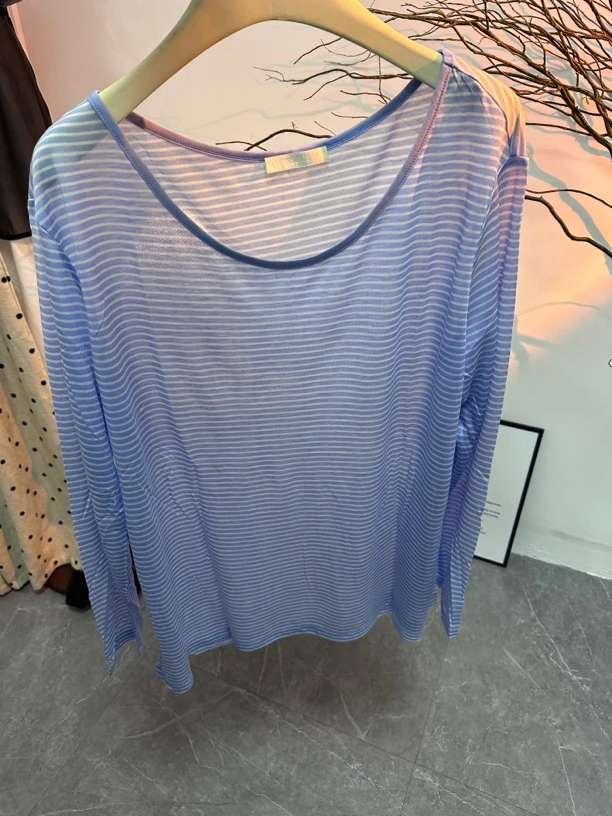 闰熙1105韩系条纹防晒T恤