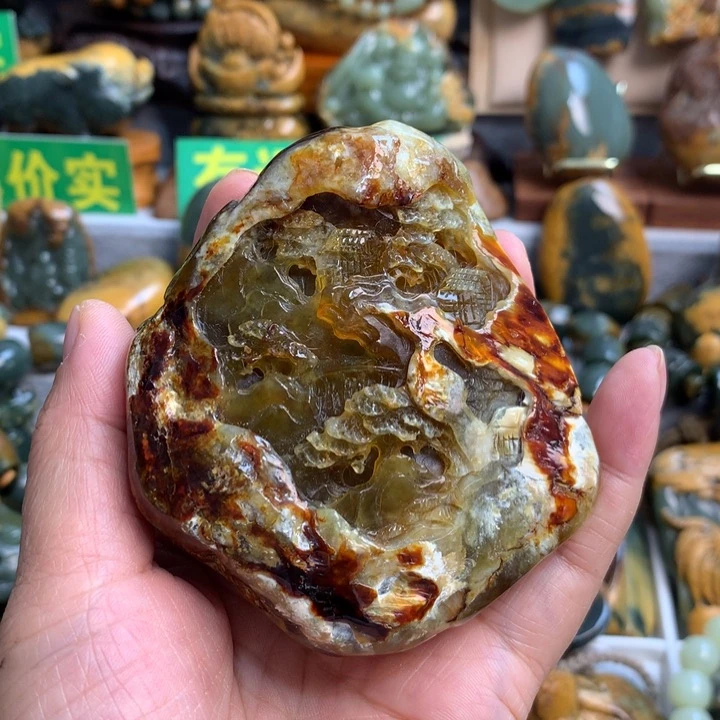 蛇纹石玉合金手把件