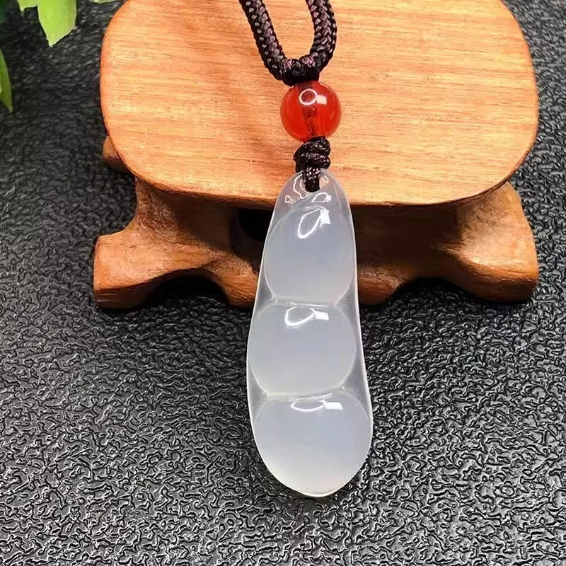 天然冰种白玛瑙平安扣项链男女情侣款高冰玉石玛瑙国风吊坠佛公