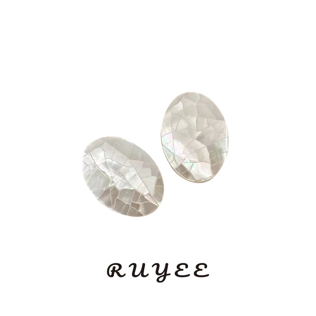 合金耳饰 韩版冰裂纹理贝壳轻奢气质耳饰高级感显白百搭