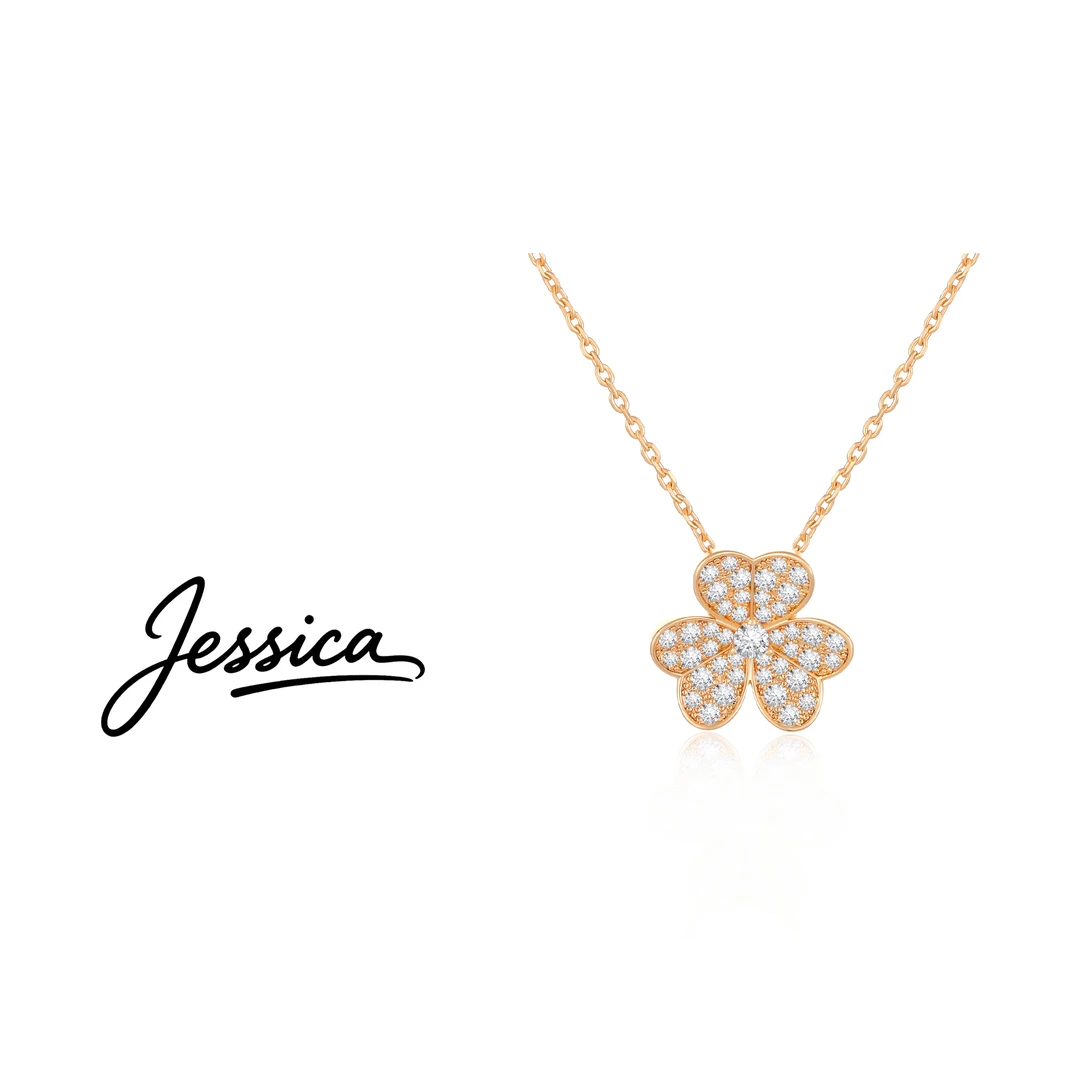 佳西卡 CNC 精工 45厘米 经典三叶草满镶项链（JXK43）