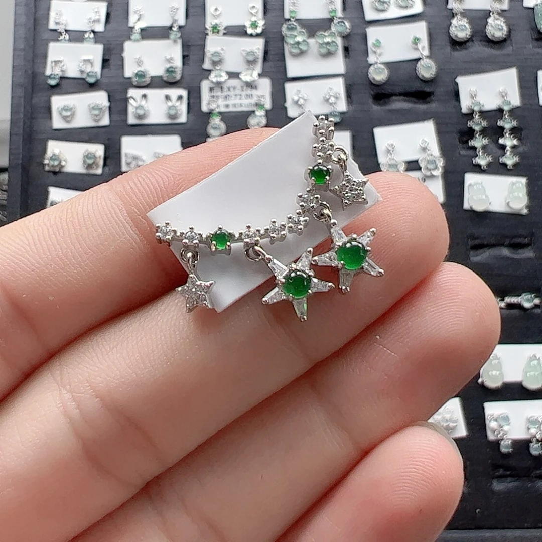 翡翠手链银S925镶嵌?***岸天然翡翠