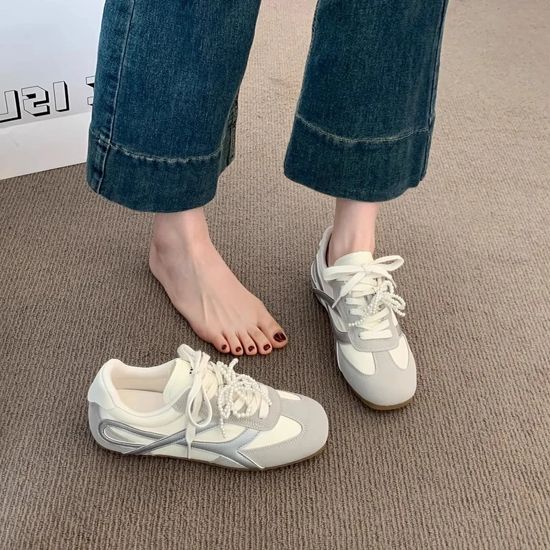 4cm内增高~时尚芭蕾阿甘鞋女2025春夏新款德训鞋百搭运动休闲板鞋