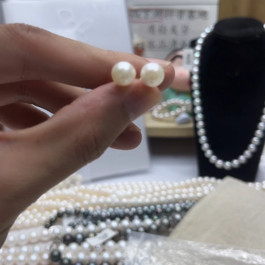 银S925镶嵌海水珍珠耳饰