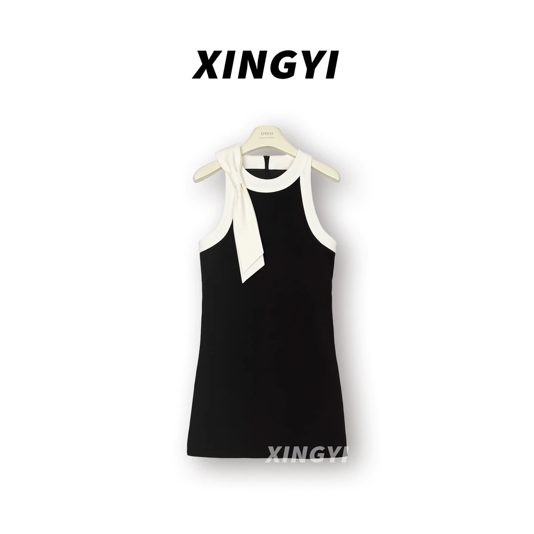 『XINGYI』千金风撞色立体蝴蝶结设计感收腰连衣裙XY9411